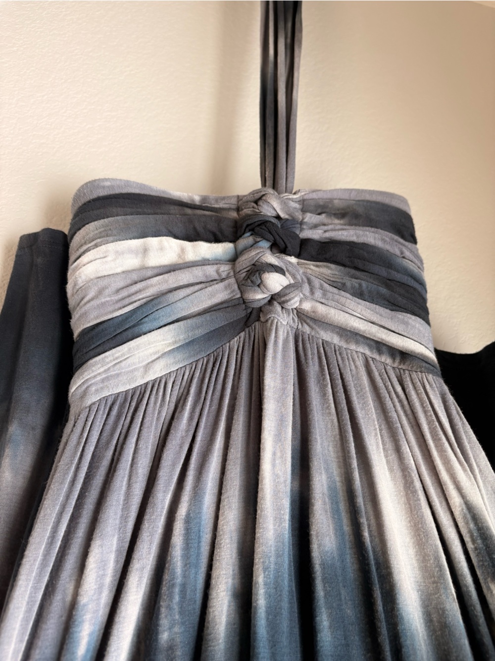 Tie-Dye Halter Top in Slate and Steel Blue - Picture 3 of 5